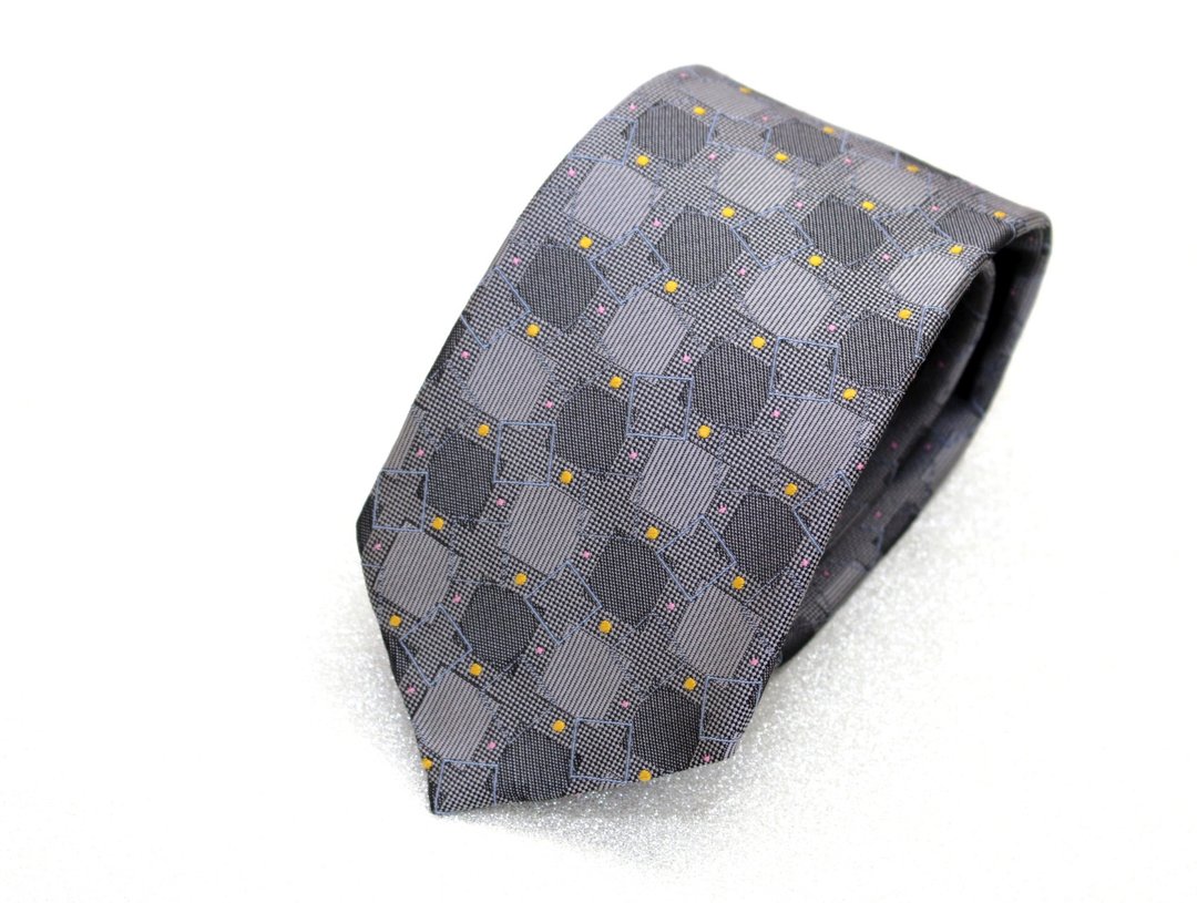 Square dot tie gray - 领带/领带夹 - 丝．绢 