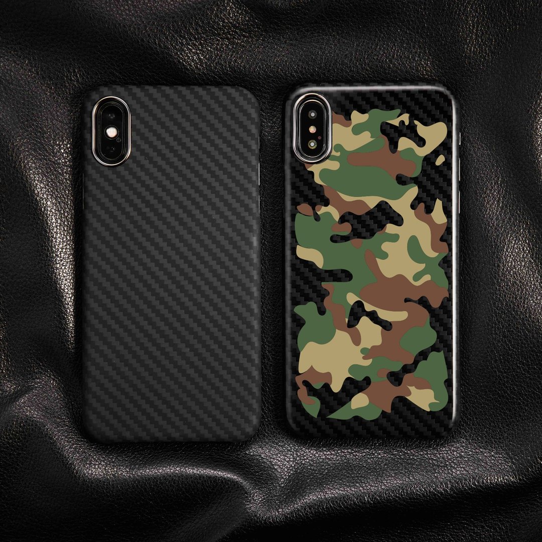 【iPhone Xs / Xs Max】防弹纤维保护壳 - 丛林迷彩 - 手机壳/手机套 - 碳纤维 黑色