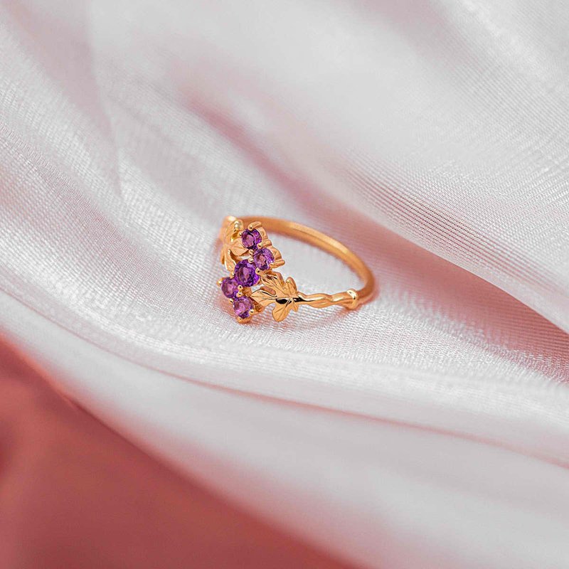 【PurpleMay Jewellery】18K金天然紫水晶戒指 - R187 - 戒指 - 宝石 绿色