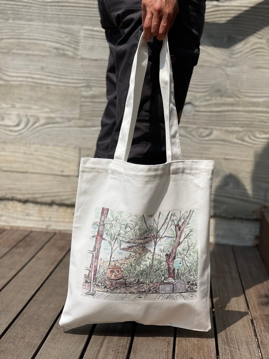 西页海艺术节限定Tote bag-大菠萝游 - 侧背包/斜挎包 - 棉 白色