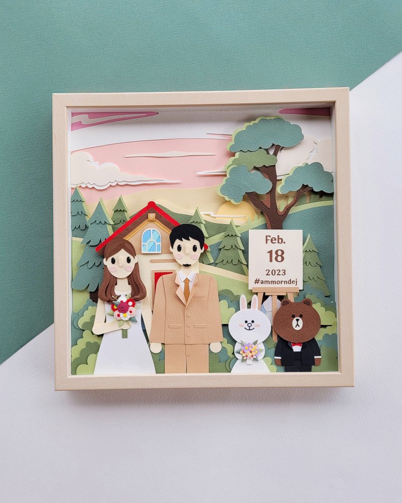 Special custom papercut frame : wedding day theme. - 画框/相框 - 纸 