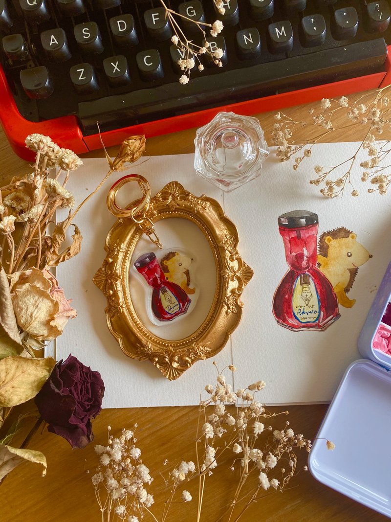 Zoesforest森林复古文具钥匙圈-刺猬古董墨水 - 钥匙链/钥匙包 - 压克力 