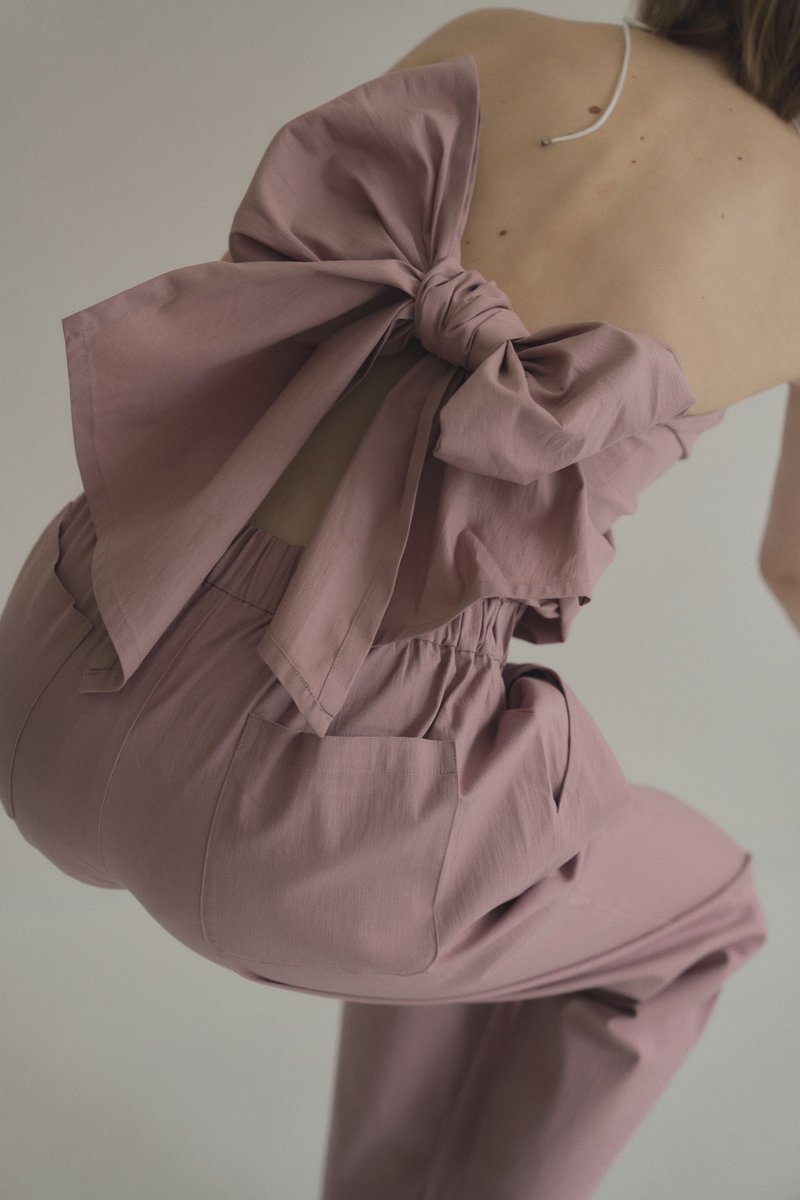 three-way wrap jumpsuit 三穿绑带设计连身裤 - 背带裤/连体裤 - 棉．麻 粉红色