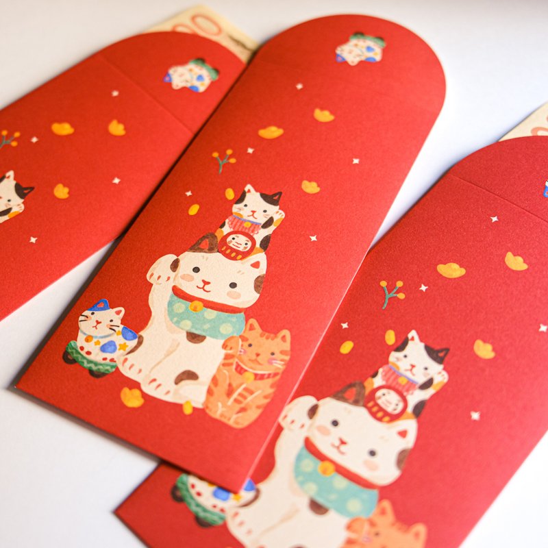 马年红包袋 招财猫派对3入组 - 红包/春联 - 纸 红色