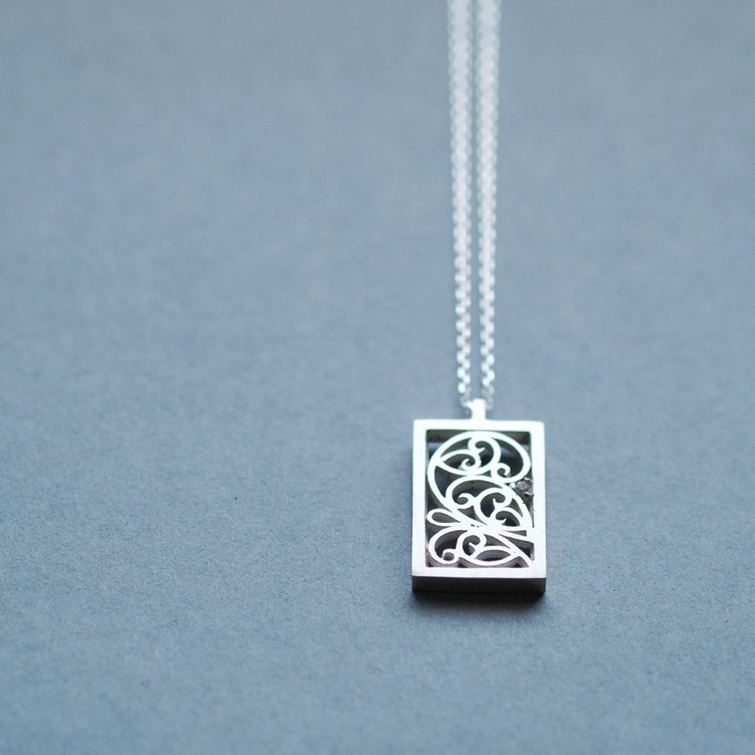 Arabesque watermark men's necklace Silver 925 - 项链 - 其他金属 银色