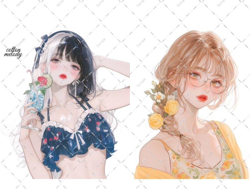 原创贴纸 no.6590 人物贴纸 原创贴纸 人物贴纸 女孩贴纸 原创人物贴纸 - 贴纸 - 纸 
