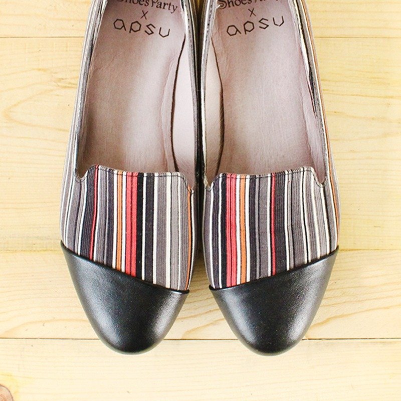 【现货22.5号】直线绅士狂想曲斜拼接欧贝拉 /手工订制/日本布料 - 女款休闲鞋 - 其他材质 