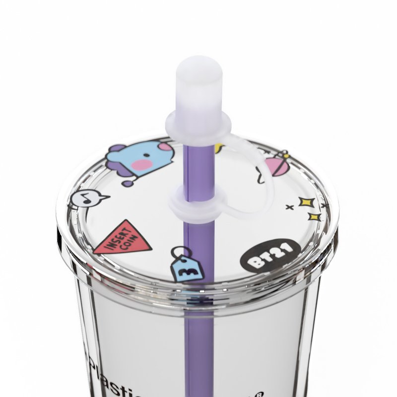 BT21 minini MANG 透明吸吸杯 - 其他杯子 - 塑料 紫色