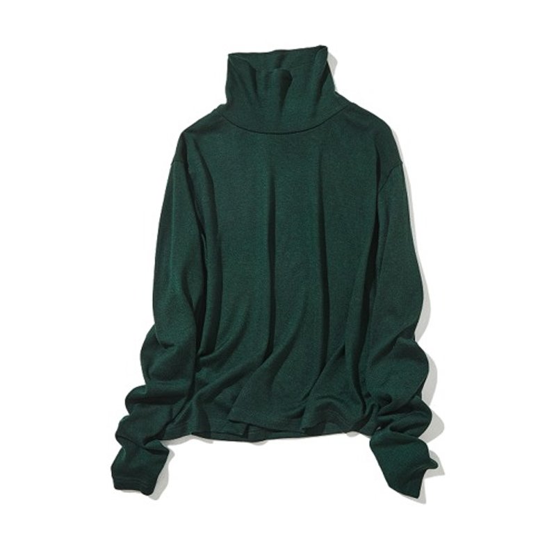 滑顺优质的成人日常穿着 羊毛混纺套头衫 深绿色 230213-3 - 女装上衣 - 其他材质 