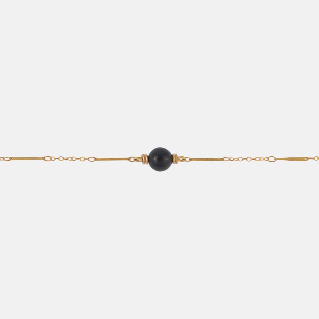 矿石细链手链 (黑) - Stone Basic Chain Bracelet (black) - 手链/手环 - 宝石 金色