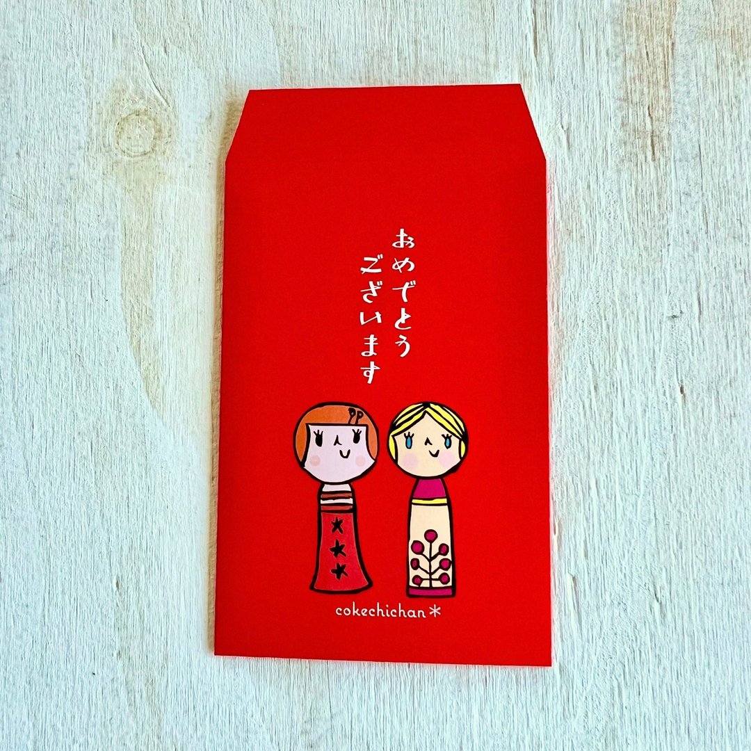 红包袋 Kokeshi-chan、Fuafua Dog-chan、Black Cat Rinda-chan - 红包/春联 - 纸 多色