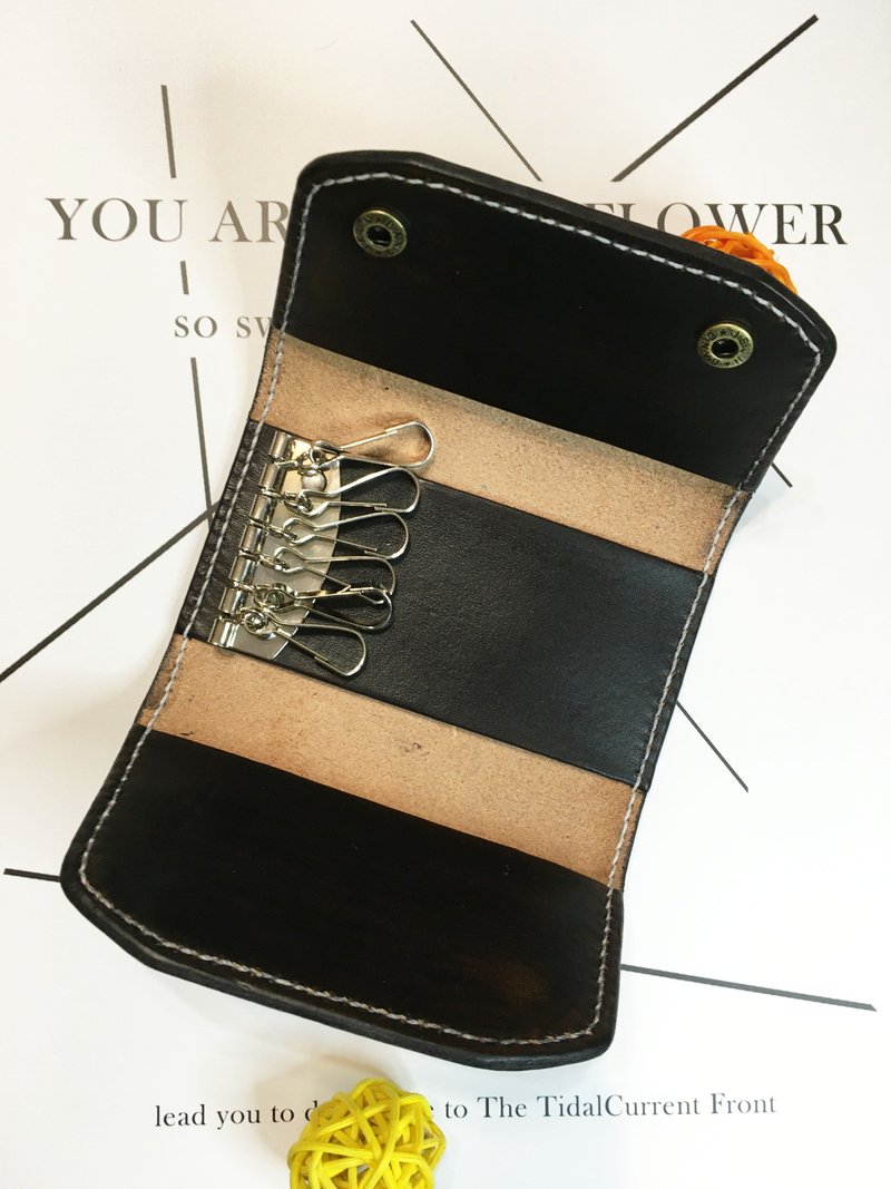 皮革保护钥匙包  手作皮革  手工皮套  真皮手缝 - 钥匙链/钥匙包 - 真皮 咖啡色