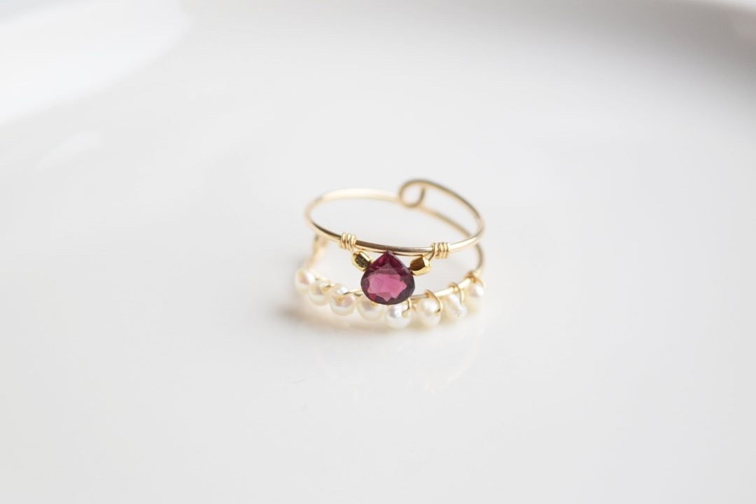 14K gold filled garnet ring. - 戒指 - 贵金属 金色