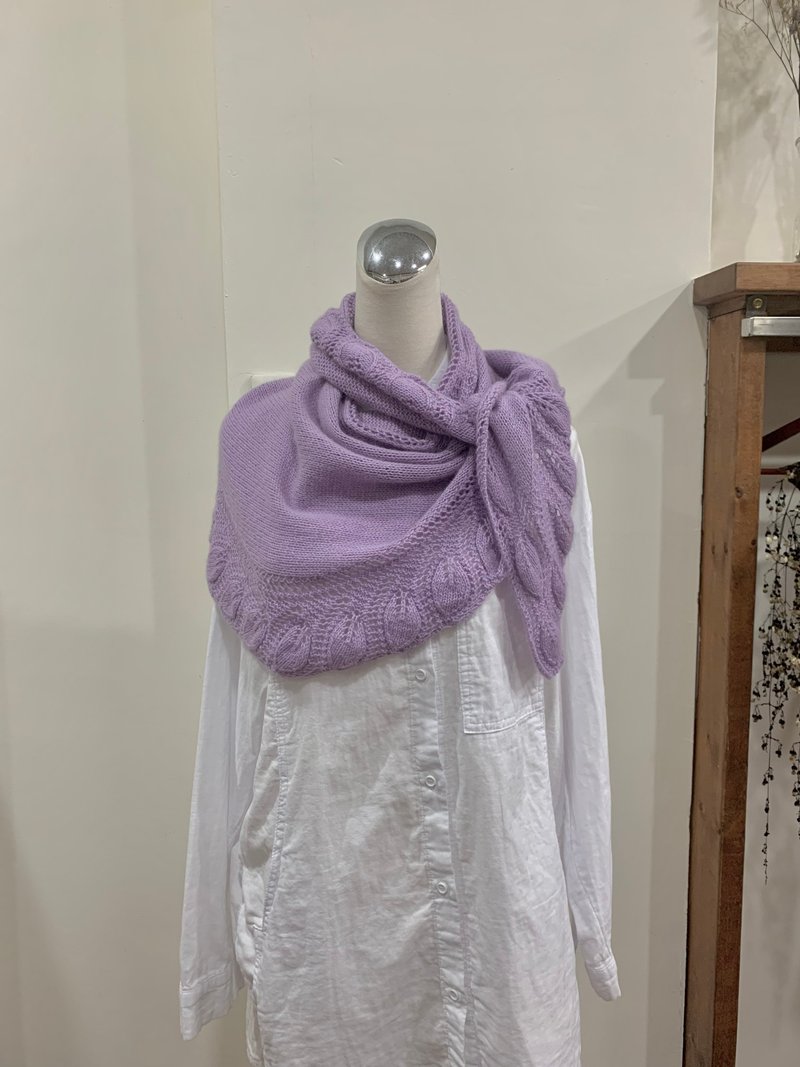 三角叶子披肩。围巾。100%克什米尔。粉紫色 - 围巾/披肩 - 羊毛 