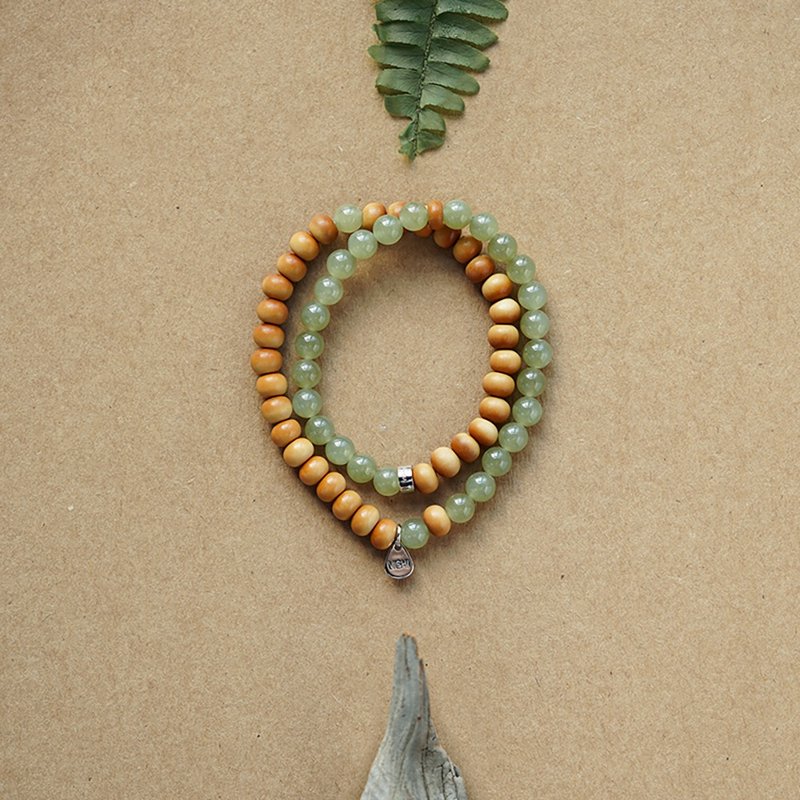 青鸾天然和田玉手链 未时冰底清水串珠橄榄核壁珠青海料2圈文艺女 - 手链/手环 - 玉石 