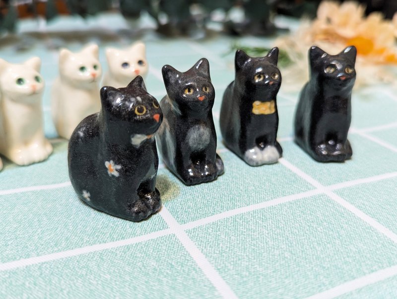 黑猫小椛猫 - 手工陶艺公仔 | 疗愈收藏小物 | 送礼最佳选择 - 玩偶/公仔 - 陶 黑色