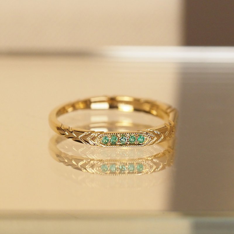 Green Magic Ring | 沙弗莱魔法戒指 | 18K 黄金 - 戒指 - 贵金属 金色