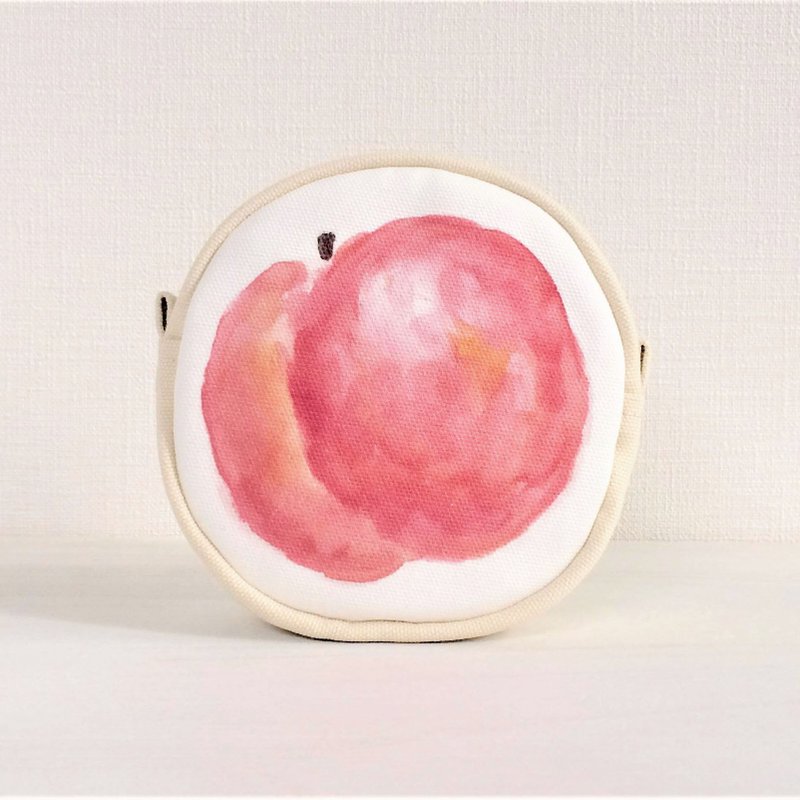 Fruit Garden Circle Pouch Peach - 化妆包/杂物包 - 棉．麻 粉红色
