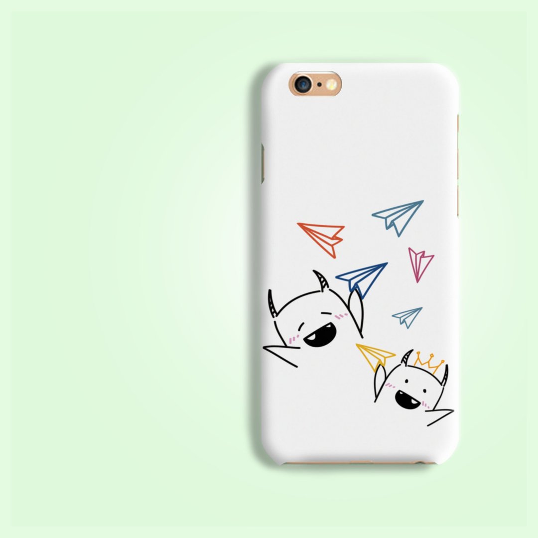 快乐童真小魔鬼纸飞机磨砂手机壳iphone XS Plus Galaxy S9 note - 手机壳/手机套 - 塑料 白色