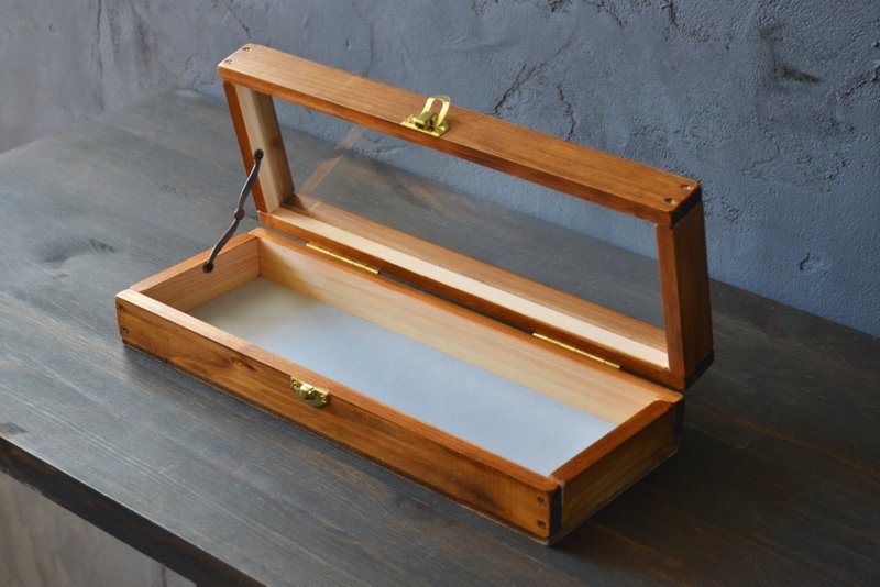 0310mito 日本桧木与透明玻璃收藏盒 丝绒/灰色 - 收纳用品 - 玻璃 