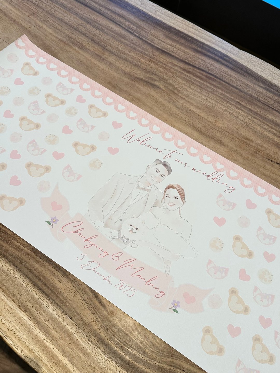 定制化卡通主题婚礼签名留言画布 油画布订制 - 婚礼誓言书 - 棉 白色