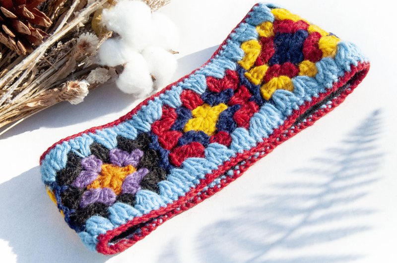 手工纯羊毛编织发带/编织缤纷发带/钩织发饰/北欧花朵发带 -花朵 - 发饰 - 羊毛 多色