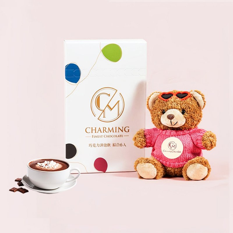 100 分心意 Charming 轻糖可可冲泡饮 综合 6 入可可 + 疗愈可可熊吊饰 - 茶 - 其他材质 多色