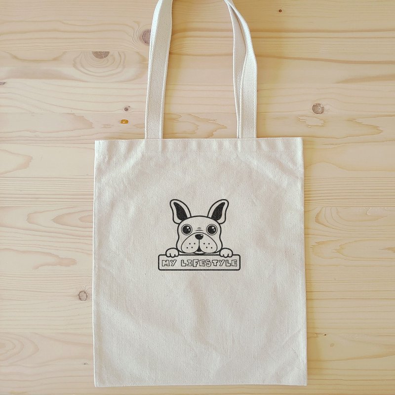 法斗扁型肩背袋 - 侧背包/斜挎包 - 棉．麻 黑色