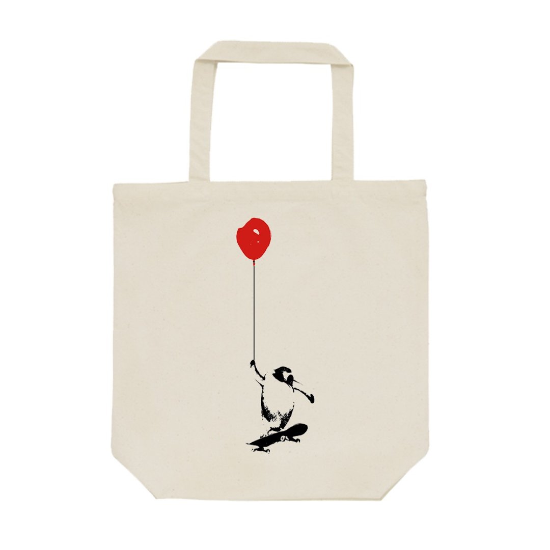 tote bag / ペンギンと風船とスケートボード - 手提包/手提袋 - 棉 卡其色