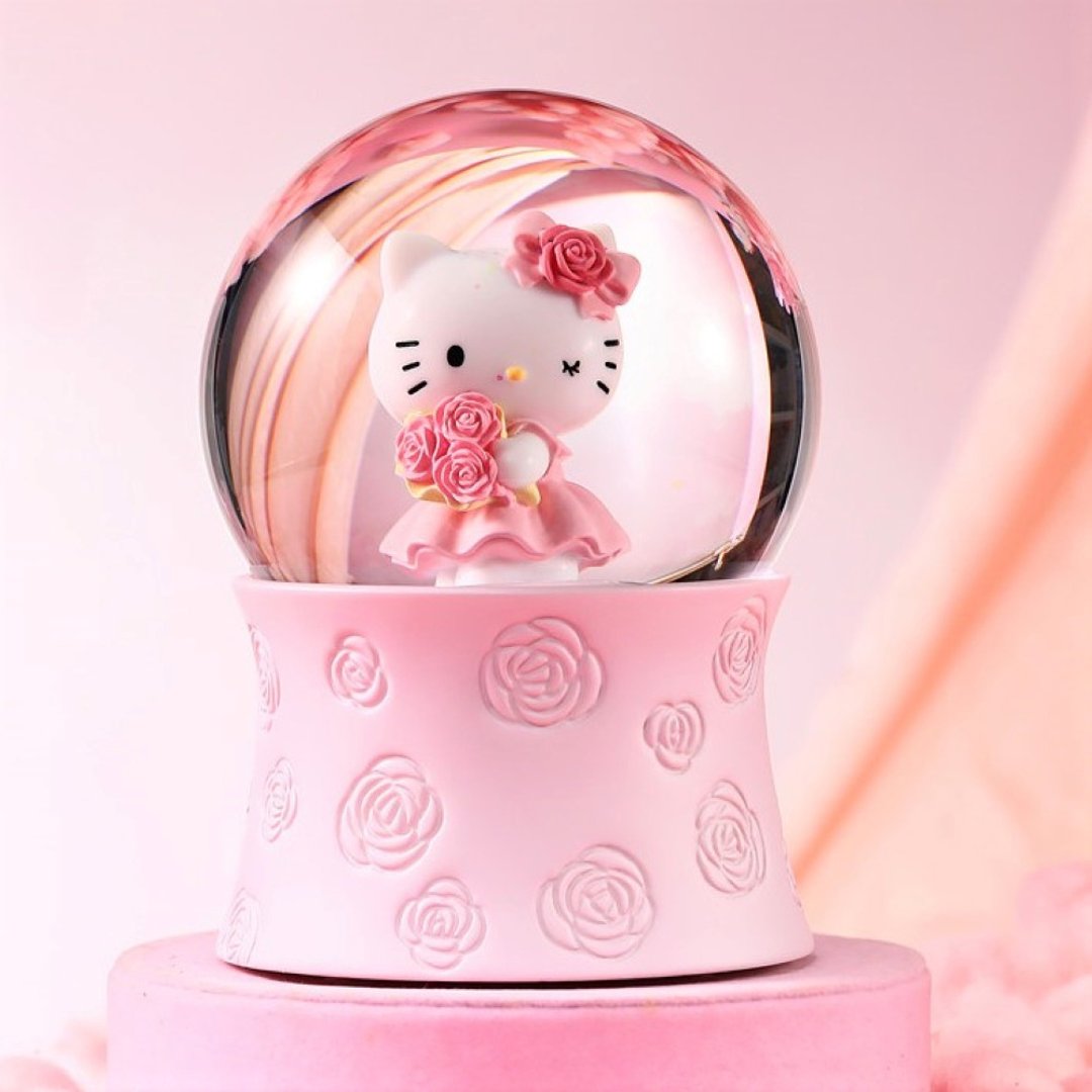 Hello Kitty 真诚的爱 水晶球音乐盒 礼物 - 摆饰 - 玻璃 