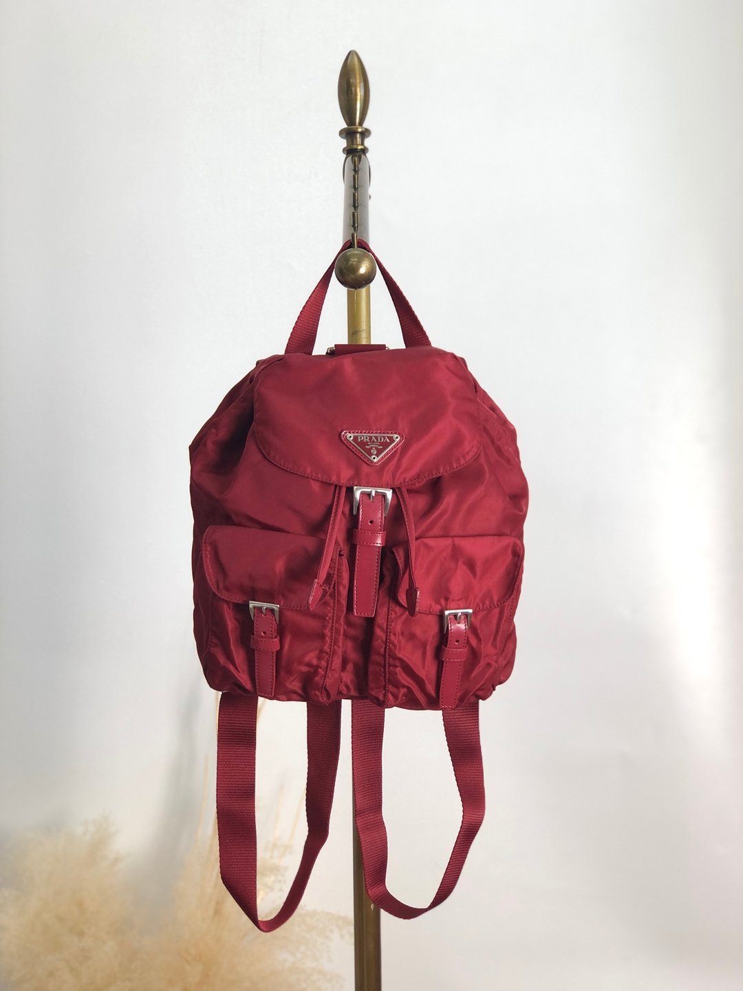 【日本直送 品牌二手包】PRADA普拉达背包红三角标志 尼龙 双口袋 复古 8jxw7p - 后背包/双肩包 - 尼龙 红色