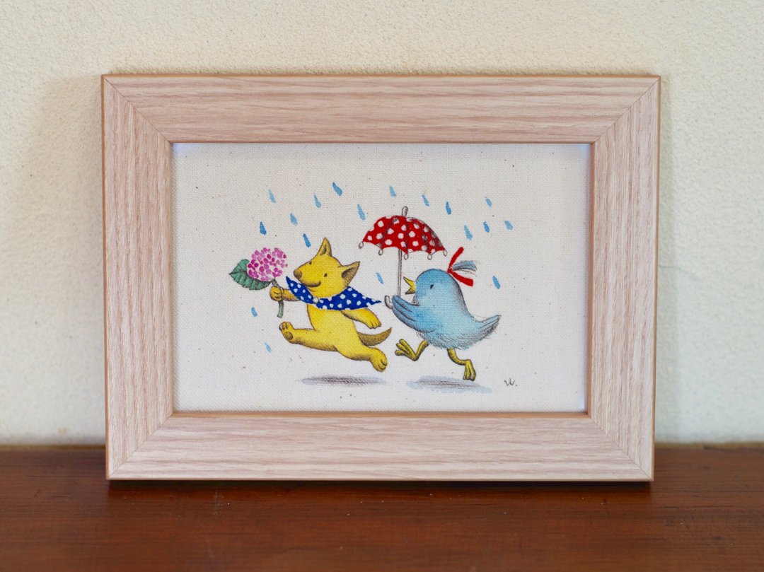 original painting   A hydrangea and an umbrella - 海报/装饰画/版画 - 棉．麻 蓝色