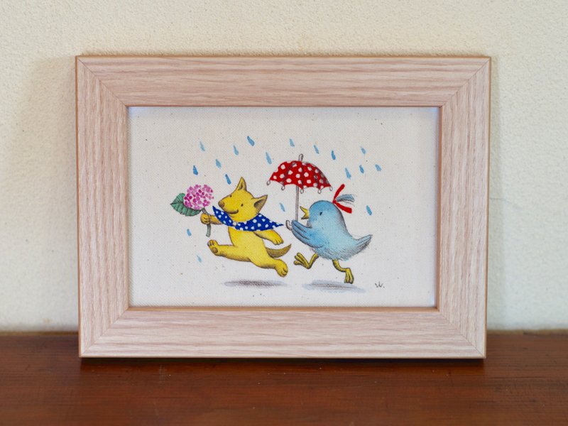 original painting   A hydrangea and an umbrella - 海报/装饰画/版画 - 棉．麻 蓝色