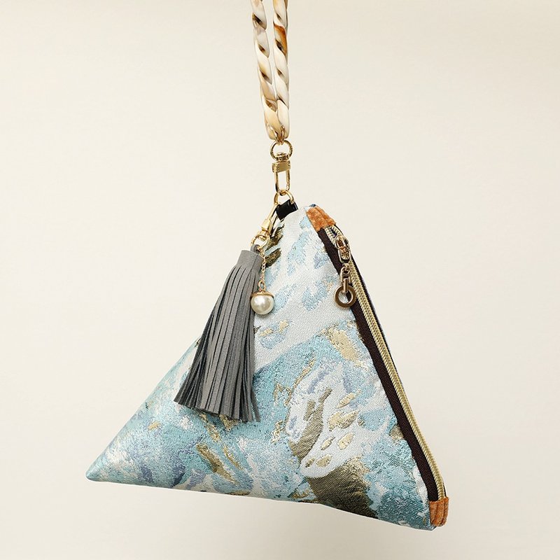 Umi no nami triangular clutch pouch bag - 化妆包/杂物包 - 其他材质 蓝色