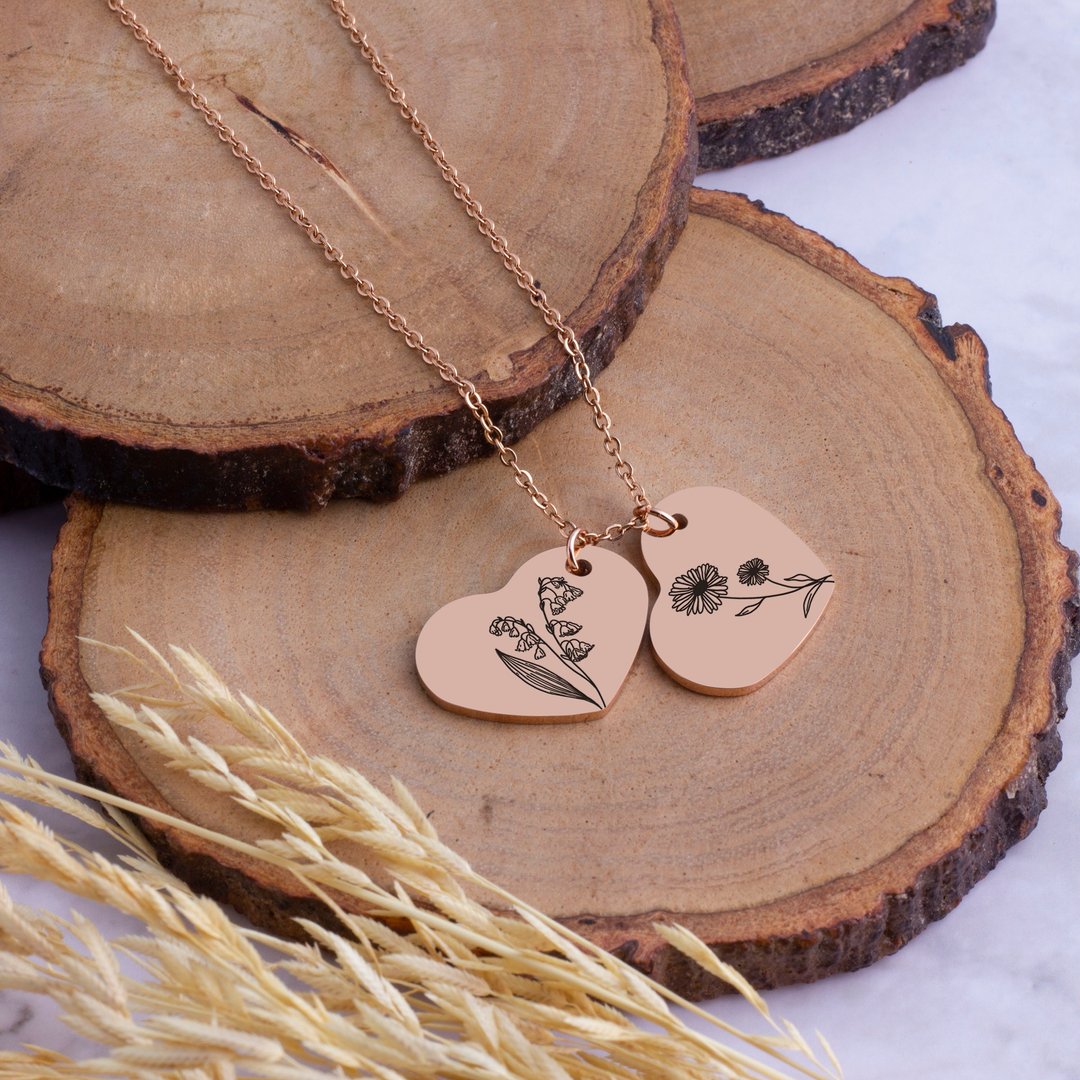 Gift for Mom Birthday Necklace Flower Necklace Custom For Wife Anniversary Gift - 项链 - 其他金属 金色