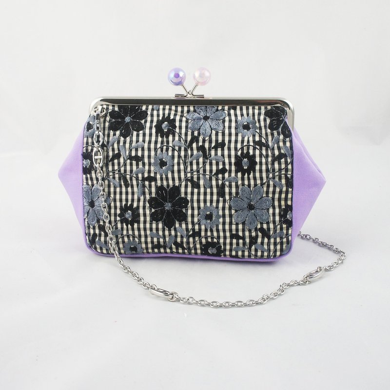 【刺绣系列】紫色情迷 - 侧背包/斜挎包 - 棉．麻 紫色