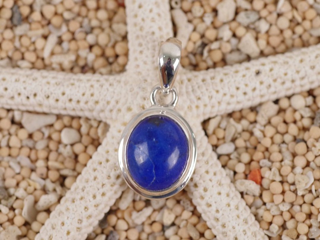 Lapis lazuli Silver pendant top - 项链 - 石头 蓝色