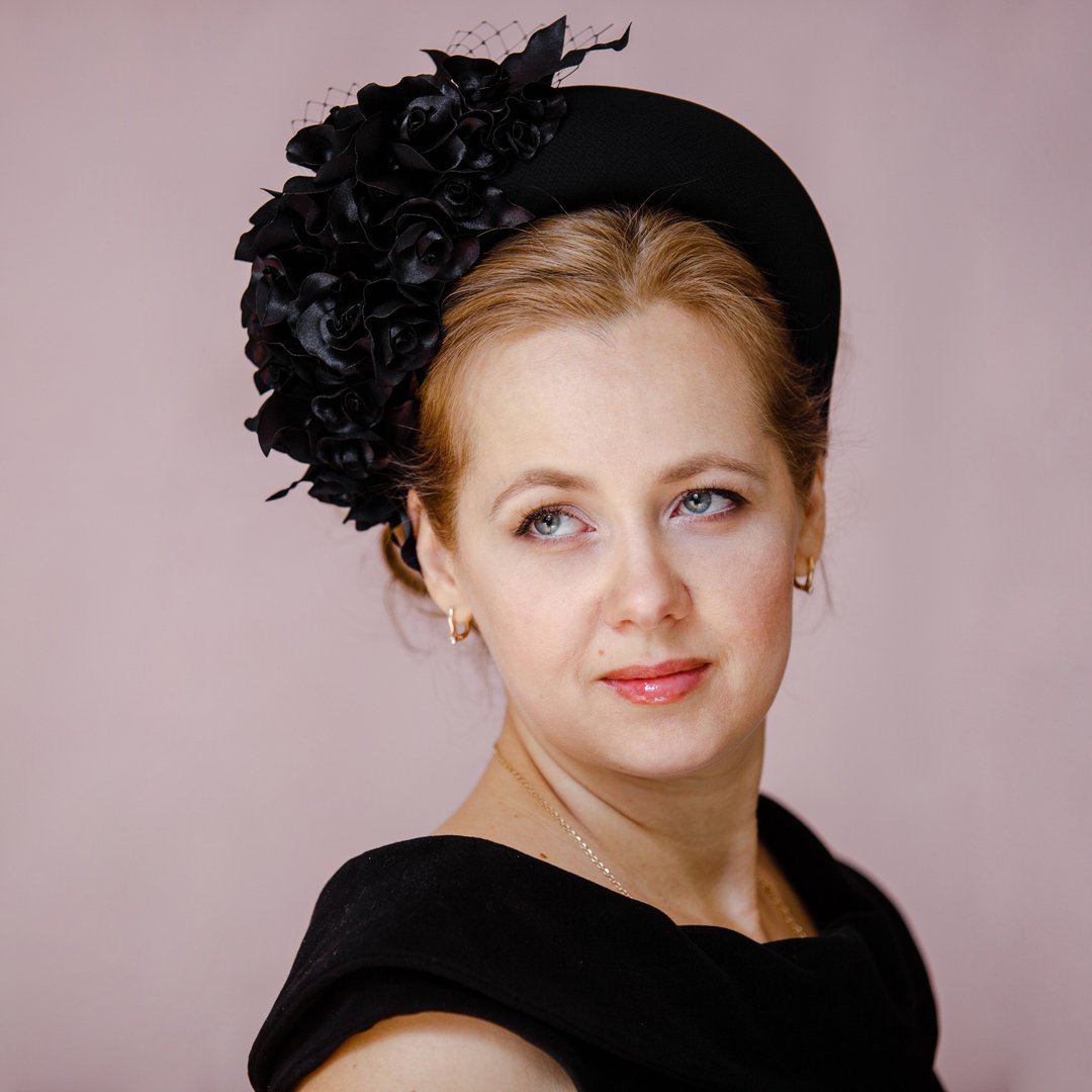 Black wedding fascinator headband. Black wedding fascinator hat. Beaded headband - 发带/发箍 - 其他材质 黑色