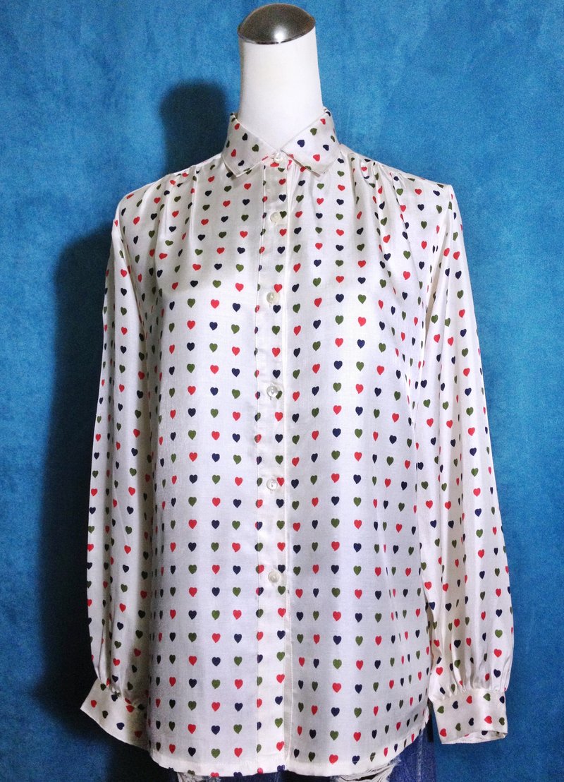 乒乓古着 [ 古着衬衫/ 复古心型长袖古着衬 ] 国外带回 VINTAGE - 女装衬衫 - 聚酯纤维 多色