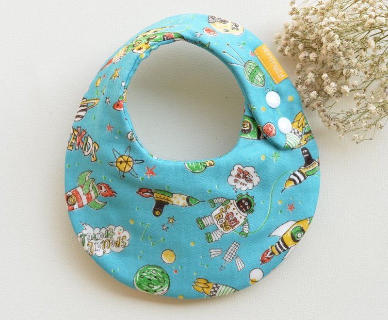 手工围兜兜-太空人 - 围嘴/口水巾 - 棉．麻 蓝色