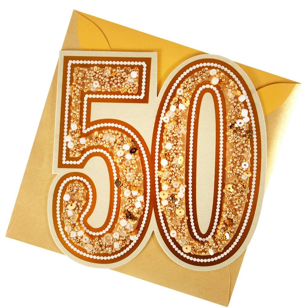 50周年金婚快乐【Hallmark-Signature经典手工系列 周年感言】 - 卡片/明信片 - 纸 金色