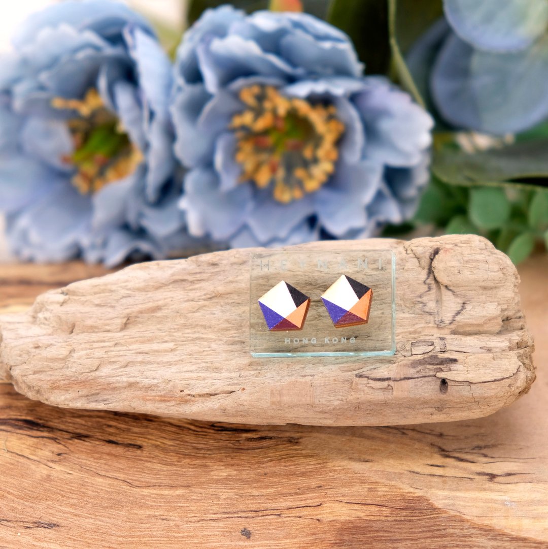 追求时尚的你| 摩登撞色新品-木制防过敏耳环| Earring - 耳环/耳夹 - 木头 橘色