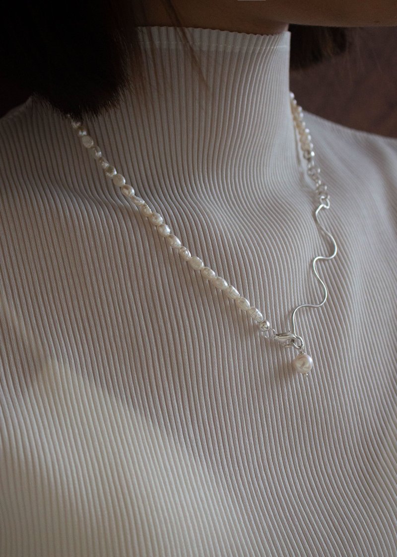 缥缈之纹-纯银珍珠项链 - 项链 - 其他金属 银色
