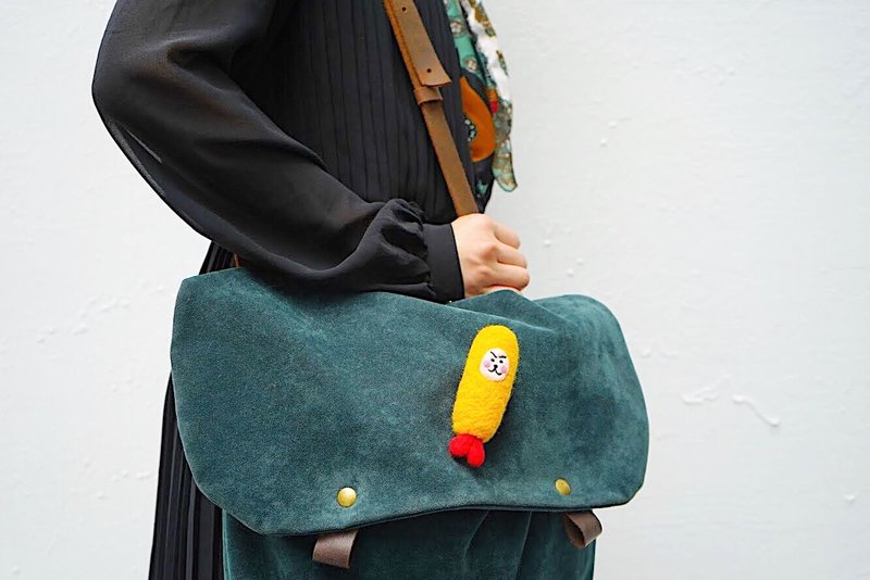 炸虾君羊毛毡别针(缩小版) - 胸针 - 羊毛 橘色