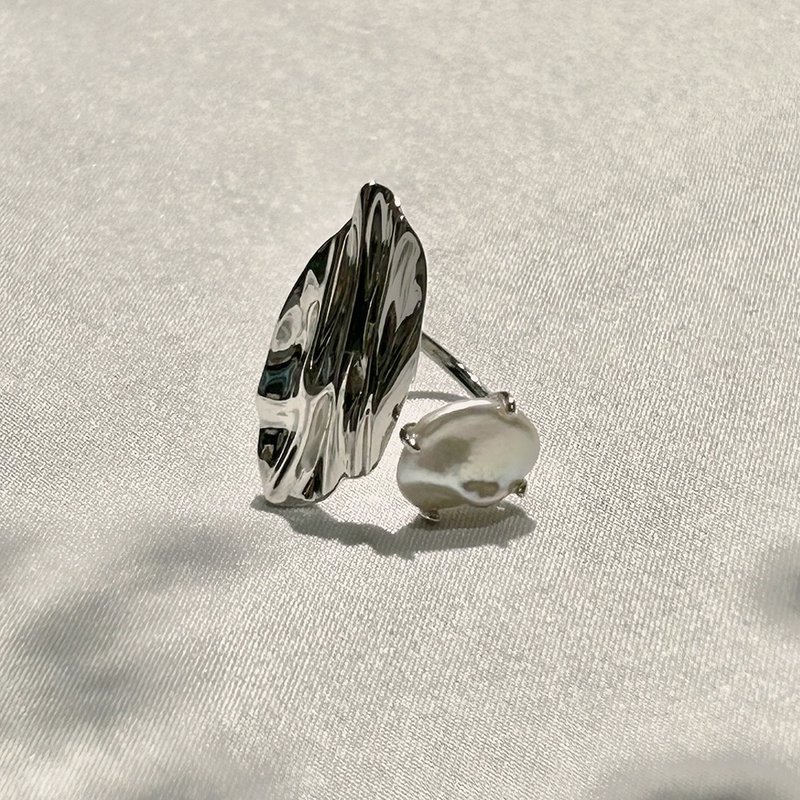 繁花之影珍珠戒-银色 - 戒指 - 纯银 银色