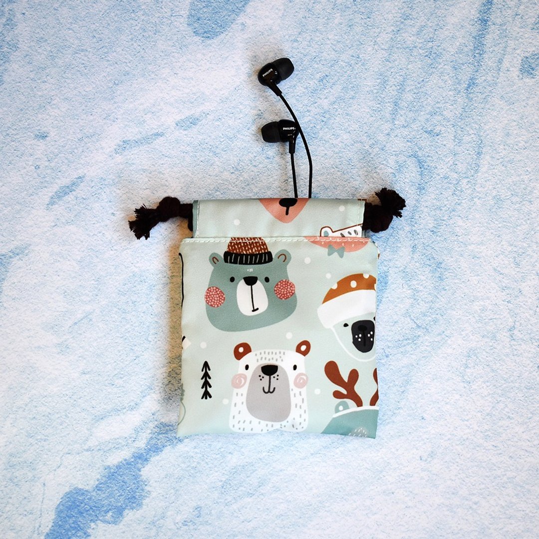 小束口袋/印章袋_冬雪动物 - 束口袋双肩包 - 尼龙 绿色