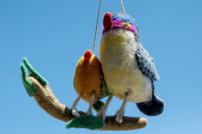 羊毛毡挂饰/羊毛毡吊饰/羊毛毡装饰/婴儿床吊饰/童房挂饰-刺绣鸟 - 摆饰 - 羊毛 多色