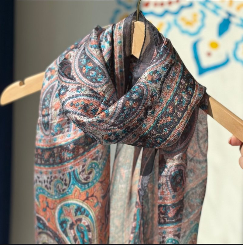 印度丨民族丝巾- 墨香夜城 - 丝巾 - 丝．绢 黑色