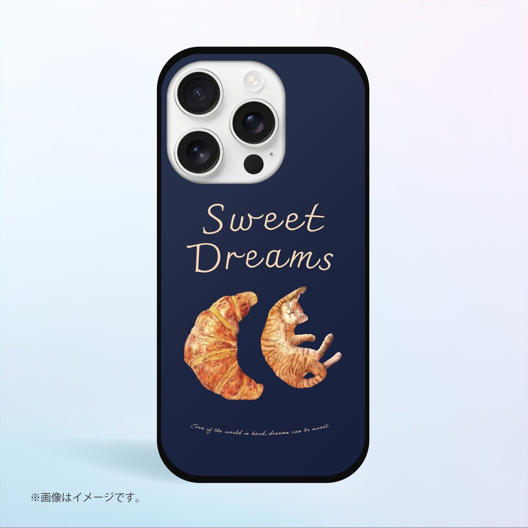 SWEET DREAMS_猫与可颂 / 强化玻璃 iPhone 手机壳 - 手机壳/手机套 - 塑料 白色