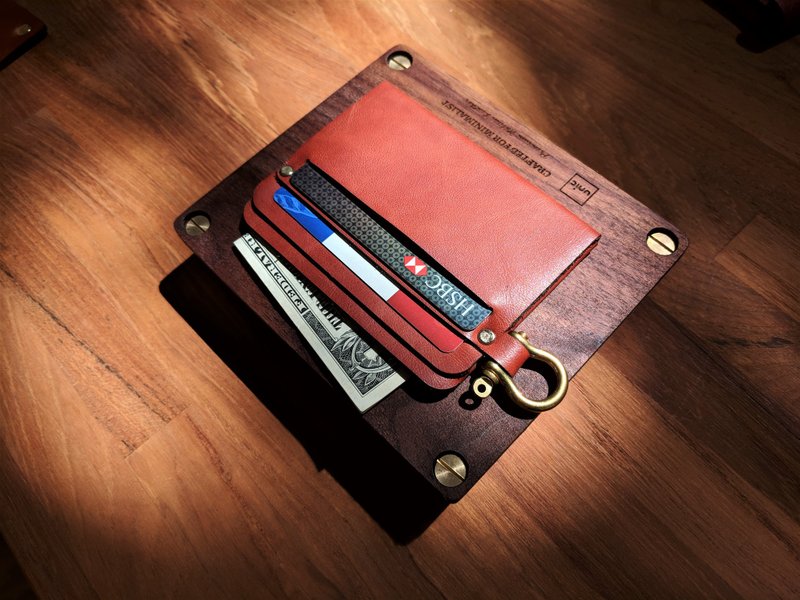 UNIC马蹄扣短夹 / 无缝线极简票卡夹 / 名片夹【可定制化】 - 皮夹/钱包 - 真皮 咖啡色